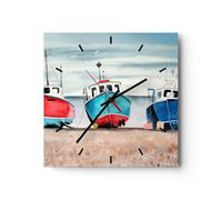 Moderno Reloj de Pared Náutico Playa Cortadores De Pesca 40x40cm Decoracion Reloj de Vidrio Cocina Salon Oficina Reloj Decorativo Silencioso Art Wall Clock Decor Decorativo C3AC40x40-5428
