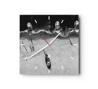 Moderno Reloj de Pared Playa Barcos Pesca 40x40cm Decoracion Reloj de Vidrio Cocina Salon Oficina Comedor Reloj Decorativo Silencioso Art Wall Clock Decor Decorativo para el Hogar C3AC40x40-5360