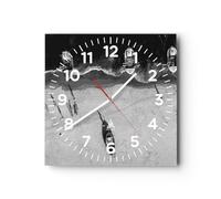 Moderno Reloj de Pared Playa Barcos Pesca 40x40cm Decoracion Reloj de Vidrio Cocina Salon Oficina Comedor Reloj Decorativo Silencioso Art Wall Clock Decor Decorativo para el Hogar C4AC40x40-5360
