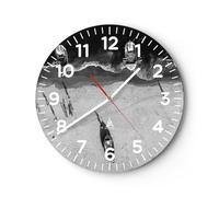Moderno Reloj de Pared Playa Barcos Pesca 40x40cm Decoracion Reloj de Vidrio Cocina Salon Oficina Comedor Reloj Decorativo Silencioso Art Wall Clock Decor Decorativo para el Hogar C4AR40x40-5360