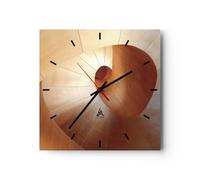 Moderno Reloj de Vidrio 40x40cm Cuadrado Decorativo Abstracto Arte - 4652 | Tridimensional Espiral Marrón Reloj de Pared Analógico Silencioso Decoración de Pared Sin Tic Tac Salón Dormitorio ARTTOR