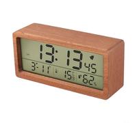 Moderno reloj despertador digital LED de madera que ofrece un cómodo acceso a la hora y datos ambientales (marrón)