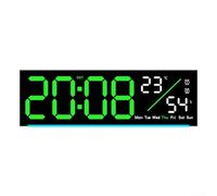Moderno reloj digital LED con alarma, pantalla de temperatura, atenuación de 10 niveles, montaje en pared o escritorio para el dormitorio de oficina en casa (negro) + verde
