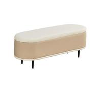 Moderno reposapiés ovalado, banco de zapatos de entrada, taburete de almacenamiento para mesita de noche, reposapiés de metal (albaricoque, 100 cm), decoración elegante y funcional para el hogar