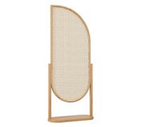 Moderno separador de habitación de ratán arqueado de 80 cm, pared de privacidad de madera con estantes, elegante partición independiente para el hogar, oficina y decoración de espacios