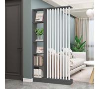 Moderno separador de habitación independiente con estantes, pantalla divisoria de suelo a techo para sala de estar, elegante divisor decorativo de madera para entrada