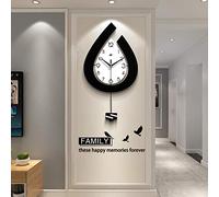 Moderno Silencioso Reloj De Pared, Gotas De Agua Grande Relojes De Pared Con Péndulo Decorativos Minimalista Sin Tictac Para Salón Dormitorio Oficina ( Color : Black , Talla : 39x73cm(15.3x28.7inch) )