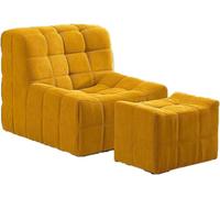 Moderno sillón de pana con reposapiés, sofá individual amarillo para sala de estar, dormitorio, oficina