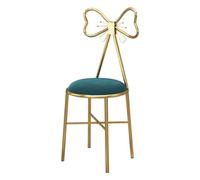 Moderno sillón de terciopelo con pajarita para dormitorio de niñas, silla de maquillaje y taburete de comedor de cuero verde oscuro