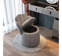 Moderno sillón giratorio de 360° de terciopelo acolchado sin reposabrazos, elegante sillón con almacenamiento, ideal para sala de estar y dormitorio (gris, 44 x 44 x 60 cm)
