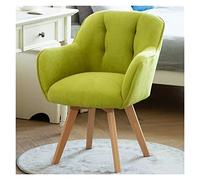 Moderno sillón giratorio de terciopelo verde con patas de madera resistentes, elegante silla de tela para espacios pequeños, silla de comedor tapizada para sala de club y comedor de invitados