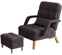 Moderno sillón reclinable tapizado con cojín y otomana, silla de salón con patas de madera para una relajación cómoda