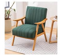 Moderno sillón tapizado con marco de madera y cojín de tela tecnológica, elegante silla de sofá para sala de estar, oficina, dormitorio, silla de lectura con asiento acolchado, color verde