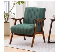 Moderno sillón tapizado con tecnología de marco de madera, cojín de tela y asiento acolchado, color verde B