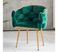 Moderno sillón verde oscuro con patas de metal dorado - Elegante silla de ocio para sala de estar, cafetería o tocador - Bonito diseño para espacios contemporáneos