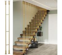 Moderno sistema de barandilla de escalera, balaustres de metal con columnas cuadradas para uso en interiores y áticos, incluye postes de pasamanos de montaje en techo/piso y herrajes