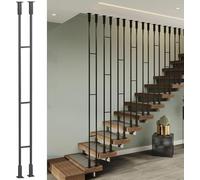 Moderno sistema de barandilla de escalera de metal negro con columnas cuadradas y balaustres para uso en el ático interior, incluye postes de montaje en el suelo del techo (1,2 m)