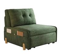 Moderno sofá cama extraíble 3 en 1, silla convertible multifuncional con bolsillos laterales para espacios pequeños, sofá verde compacto para sala de estar y dormitorio (62 cm)