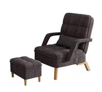 Moderno sofá de dormitorio marrón con cojín suave y almohada, elegante sillón reclinable, silla tapizada para sala de estar con patas de madera
