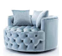 Moderno sofá de terciopelo - Diseño redondo perezoso para sala de estar pequeña y dormitorio - Silla de ocio no giratoria para el hogar y la oficina