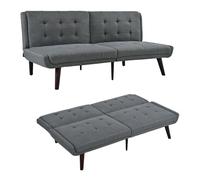 Moderno sofá futón cama 146 cm plegable marrón con respaldo ajustable Loveseat para habitaciones pequeñas sala de estar habitación de invitados, opciones flexibles para dormir todos los días (gris +