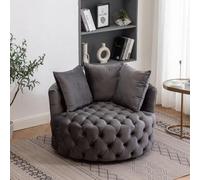 Moderno sofá individual de terciopelo, diseño redondo perezoso para sala de estar y dormitorio, asiento de ocio no giratorio para oficina y espacios acogedores