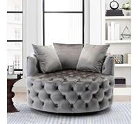 Moderno sofá individual de terciopelo, diseño redondo perezoso para sala de estar y dormitorio pequeños, asiento cómodo no giratorio, elegante silla de ocio (D-100 x 100 x 70 cm)