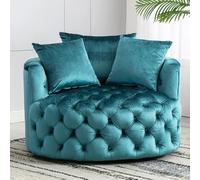 Moderno sofá individual de terciopelo, diseño redondo perezoso para sala de estar y dormitorio, silla de ocio no giratoria, ideal para uso en la oficina. Dimensiones: 105 x 105 x 70 cm