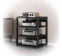 Moderno soporte de audio/video 4Shelf Consola AV para hogar/oficina, juegos y teatro, estante de almacenamiento abierto para componentes estéreo, color negro (50 x 40 x 69,5 cm)