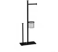 Moderno soporte de papel higiénico de pie con cesta de almacenamiento, soporte de rollo de baño de acero al carbono resistente para espacios pequeños, acabado negro o blanco (1745A022L#H)