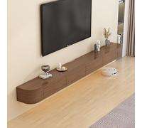 Moderno soporte de pared para TV móvil con estantes y puertas, elegante centro de entretenimiento de nogal de 280 cm para sala de estar, diseño que ahorra espacio, muebles elegantes para el hogar