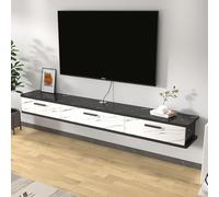 Moderno soporte de pared para TV móvil con puerta abatible, 120 x 22 x 20 cm, consola de almacenamiento blanca para sala de estar, elegante decoración del hogar que ahorra espacio.