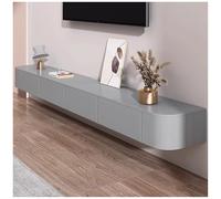 Moderno soporte de pared para TV, versátil centro de entretenimiento beige con amplio espacio de almacenamiento, diseño independiente o colgante para consola multimedia y decoración del hogar