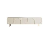 Moderno soporte de TV con almacenamiento en color blanco cremoso para sala de estar (160 x 50 x 35 cm)