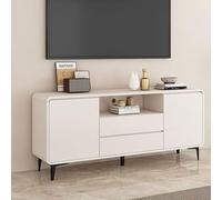 Moderno soporte de TV con bloques de color, centro de entretenimiento de 47 pulgadas, tablero bajo blanco para sala de estar, dormitorio, oficina, elegante consola multimedia, armario de TV con
