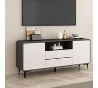 Moderno soporte de TV con bloques de color de 47 pulgadas, mesa de consola multimedia para sala de estar, dormitorio, oficina, elegante centro de entretenimiento en color gris, armario de TV con