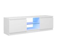 Moderno soporte de TV con luces LED, centro de entretenimiento blanco para sala de estar, 120 x 30 x 35,5 cm, baúl de almacenamiento para muebles de interior del hogar