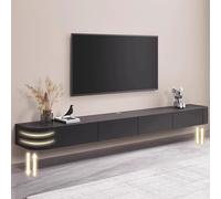 Moderno soporte de TV flotante montado en la pared, centro de entretenimiento, elegante estante de consola multimedia para sala de estar, dormitorio, oficina, almacenamiento disponible en blanco