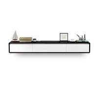 Moderno soporte de TV flotante para apartamentos pequeños, consola multimedia montada en la pared con 2 cajones, estante flotante debajo de los muebles de almacenamiento de TV (color: blanco y negro)