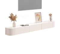 Moderno soporte de TV montado en la pared, centro de entretenimiento de madera blanca de 63 pulgadas, elegante consola flotante para sala de estar, elegante mueble de TV, diseño que ahorra espacio