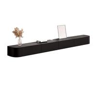 Moderno soporte de TV negro para sala de estar y dormitorio, centro de entretenimiento de madera con armarios de almacenamiento, puertas abatibles, consola multimedia montada en la pared, estantes