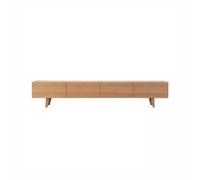 Moderno soporte de TV nórdico, centro de entretenimiento simple de madera maciza para apartamentos pequeños, roble blanco y madera de cerezo, minimalista para sala de estar (210 x 40 x 40 cm)