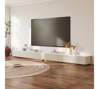 Moderno soporte de TV para sala de estar, centro de entretenimiento extragrande de 142 pulgadas con parte superior de piedra con almacenamiento, consola de TV blanca de 6 cajones para TV de más de 75