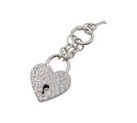 Moderno soporte en forma de corazón con diamantes de imitación con clip de resorte de liberación, decoración de mochila, llavero de corazón de amor con diamantes de imitación, llavero de aleación de