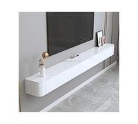 Moderno Soporte flotante for TV con espacio de almacenamiento, consola multimedia montada en la pared escritorio tablero roca for debajo del televisor, estilo moderno Consola de TV(Blanco,240x24x19cm)