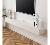 Moderno soporte flotante para TV, centro de entretenimiento brillante montado en la pared con almacenamiento, elegante estante de consola multimedia para sala de estar (blanco, 180 cm)