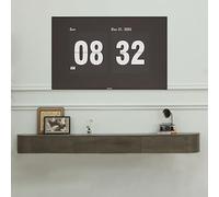 Moderno soporte flotante para TV, consola multimedia de madera maciza montada en la pared, elegante armario de almacenamiento con puertas grandes para sala de estar y área de entretenimiento