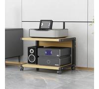Moderno soporte para impresora rodante de 2 niveles, versátil consola multimedia AV y estantes de almacenamiento, ideal para sala de estar, esquina, centro de entretenimiento, torre de audio y estante