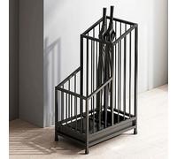Moderno soporte para paraguas grande de estilo nórdico para entrada, puerta de oficina comercial, paraguas con almacenamiento dividido y diseño de bandeja de drenaje, color negro