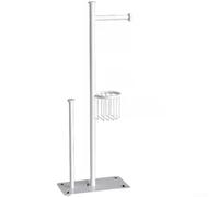 Moderno soporte para rollo de papel higiénico independiente con cesta de almacenamiento, soporte organizador de baño de acero al carbono para dispensación, estante de papel higiénico para inodoro